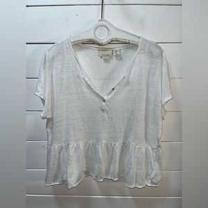 CYNTHIA ROWLEY – 100% Linen Ruffle Hem Top (XL)